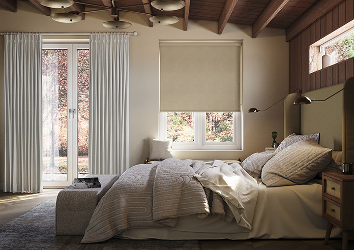 Flori Faux Suede (Blackout), Vanilla Latte - Twist&Fit Roller Blind - Image 3